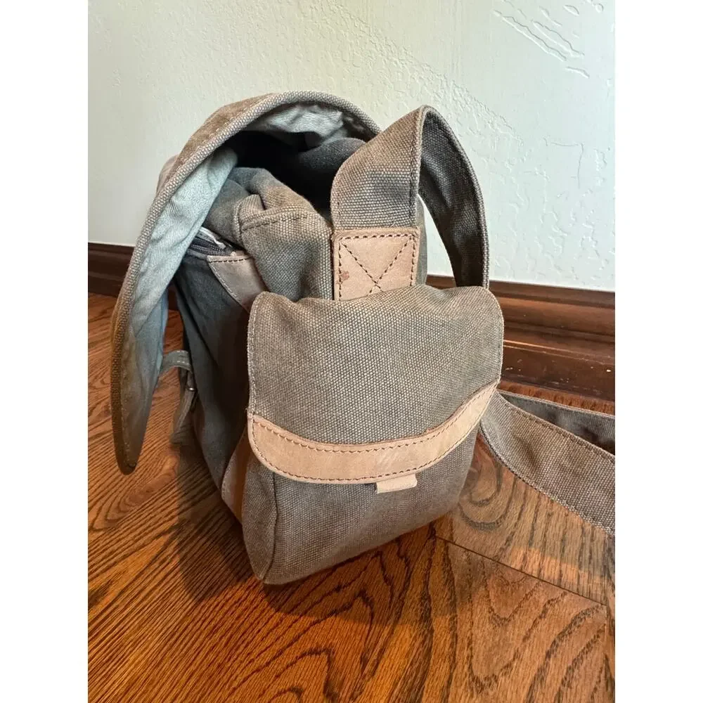 Vintage L.L. Bean Canvas & Leather Field Messenger Bag Crossbody Khaki 90s/00s